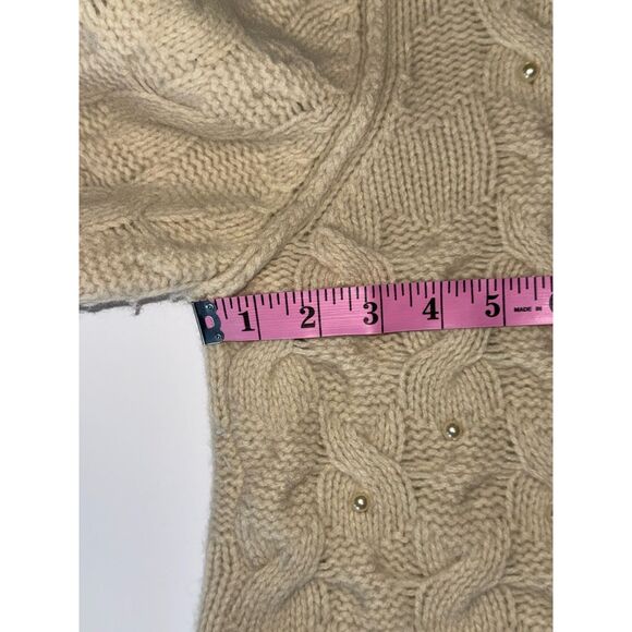 Ann Taylor Wool Angora Sweater Thick Cable Knit Ivory Pearl Rabbit Hair Size XL - Picture 12 of 16